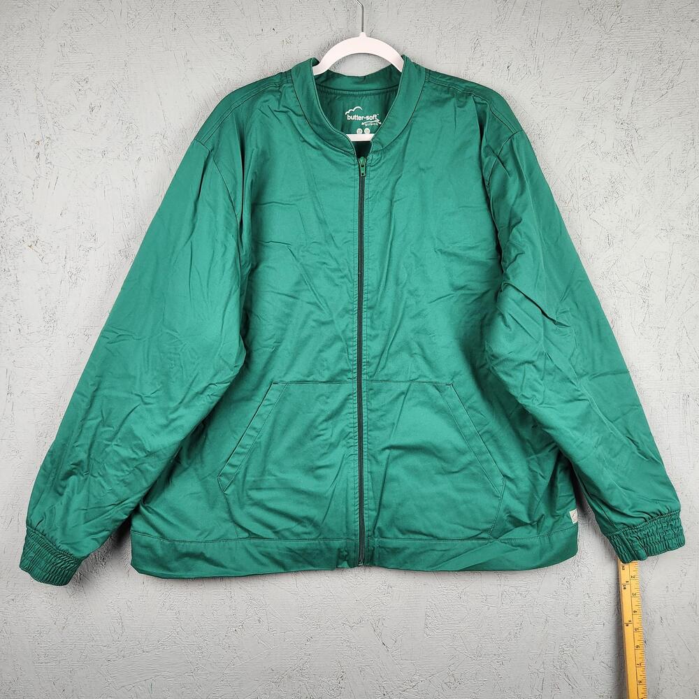 Butter Soft Stretch Jacket Mens 3XL Green Fleece Lined Scrub Full Zip Womens 4x